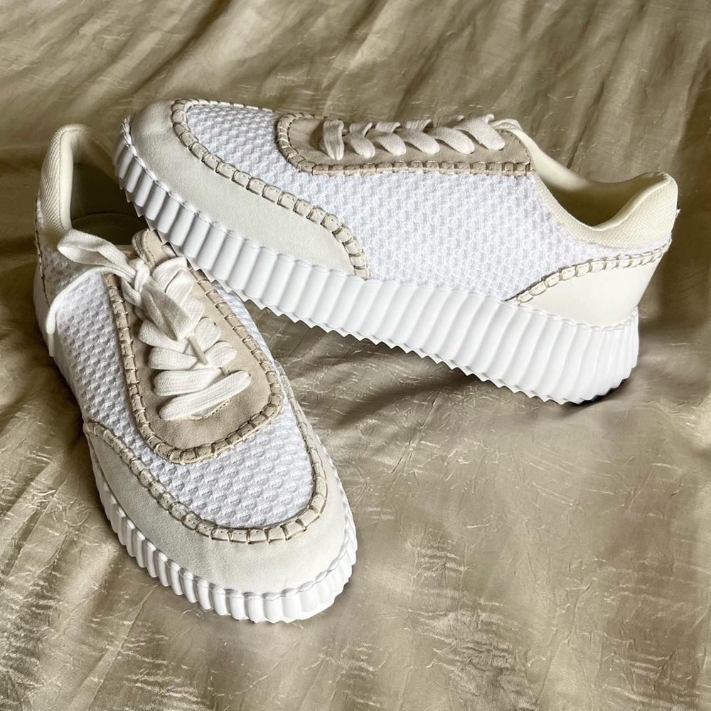 J Slides White and Cream Sneakers